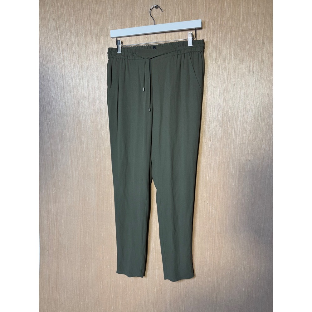 Eileen Fisher Womens XS 100% Silk Drawstring Jogger Pants Olive Green Tapered